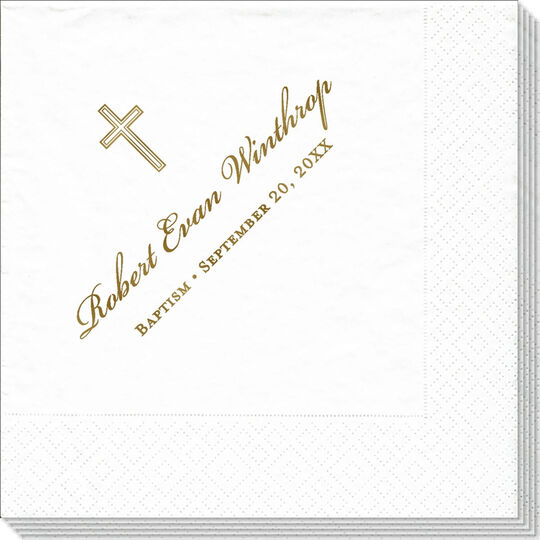 White Pearl Cross Caspari Napkins